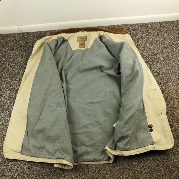 VTG LL Bean Jacket Canvas Chore Barn Corduroy Collar Flannel Lined Mens Large - Picture 4 of 13